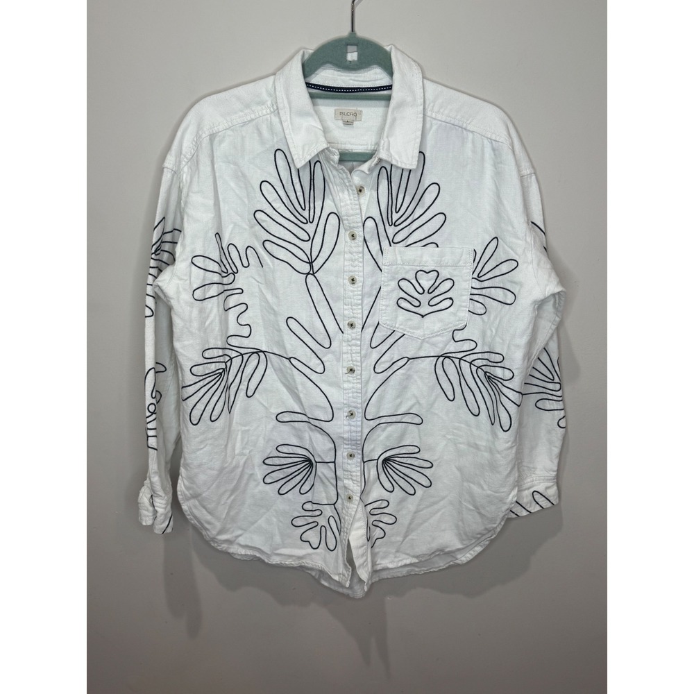 Anthropologie Pilcro Moonflower Buttondown Shirt Sz S Cream